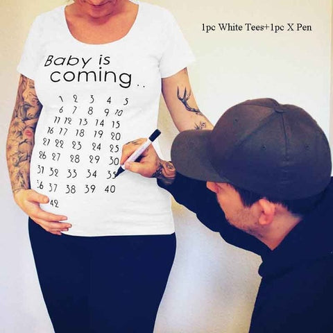 Image of Baby is Coming Due Date Countdown Maternity T-Shirt