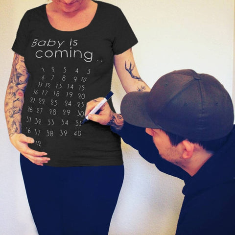 Baby is Coming Due Date Countdown Maternity T-Shirt